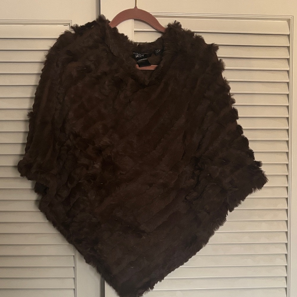 Chocolate brown fur poncho